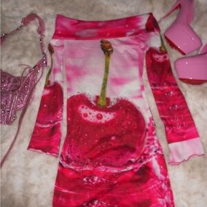 Omighty Cherry Print Mini Dress